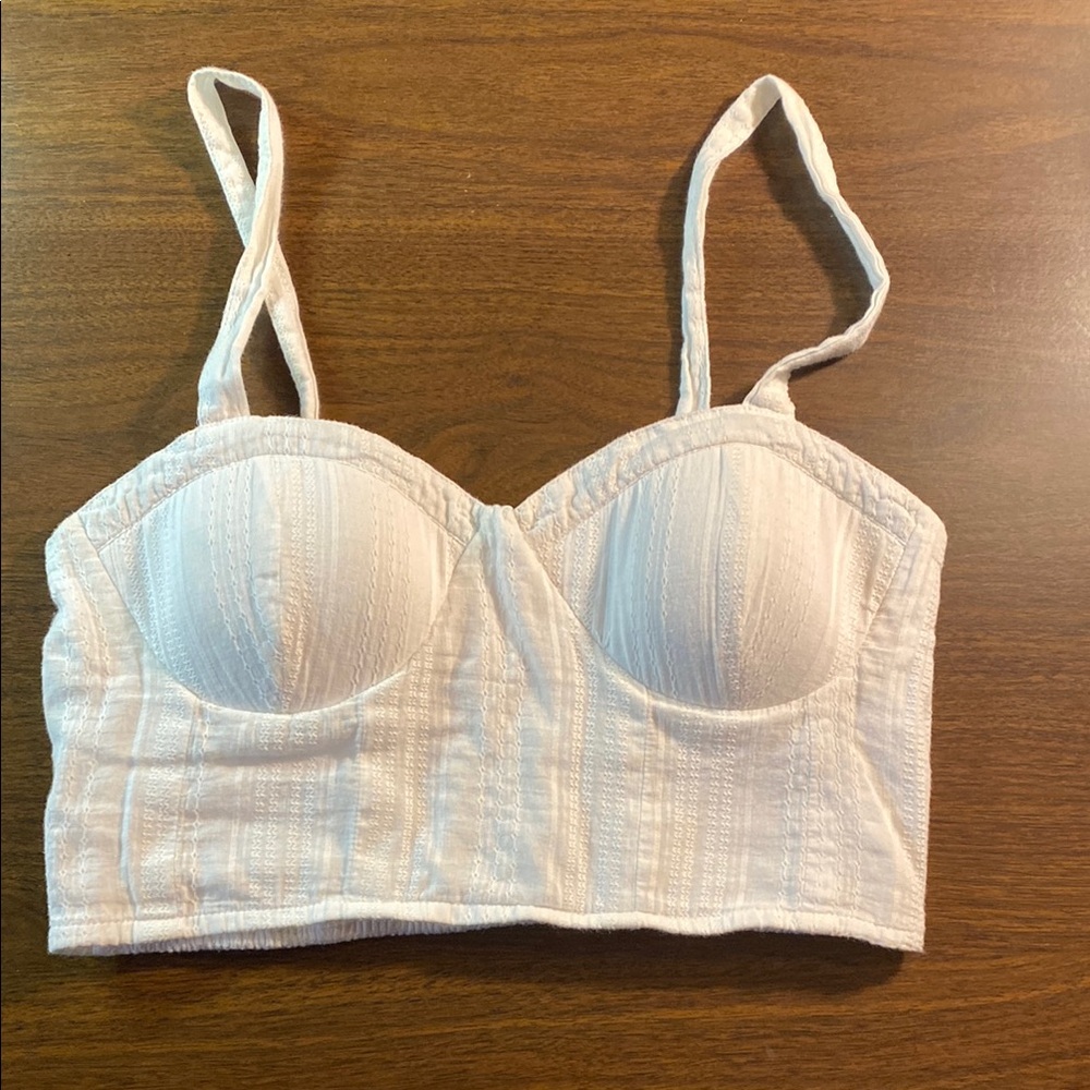 White Textured Women's Crop top